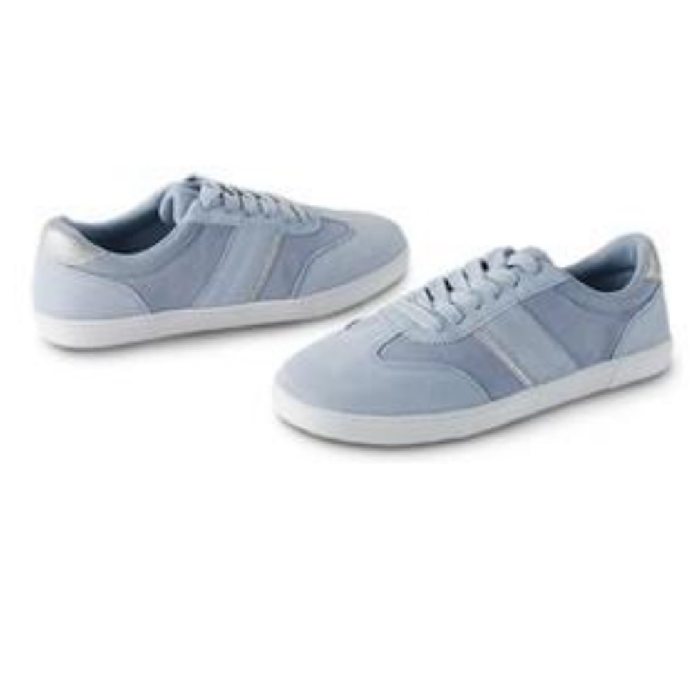 Serra Blue Suede Lace Up Sneakers Shoes Size 8 - Picture 1 of 8
